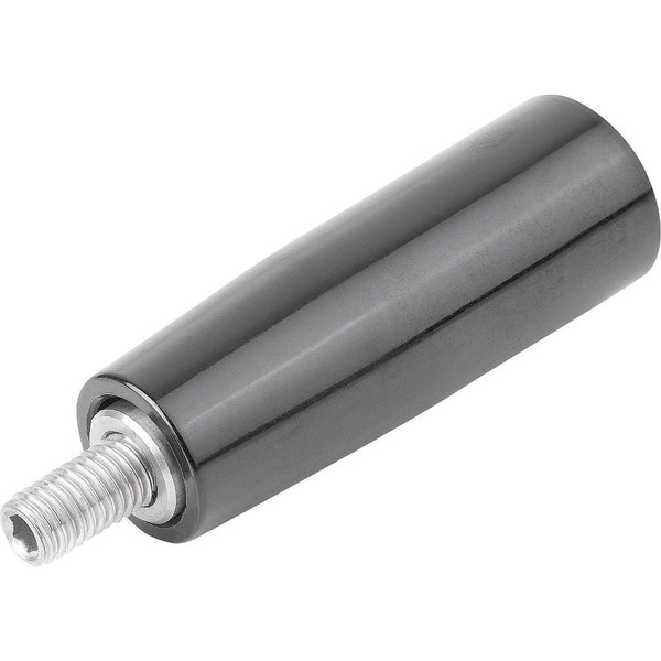 Kipp Taper Grip Revolving Size:1 D=M06X11, D1=18, Thermoset High Polish Black, Comp:Stainless Comp:Bright K1201.10618